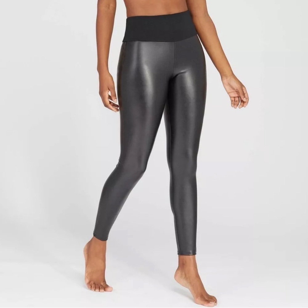 ASSETS by SPANX Womens Size S Skinny Leg Ankle Faux Leather Leggings